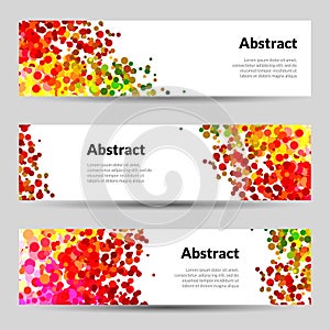 Set of Horizontal Vector Poster Banners Templates with Dots Watercolor simulation Paint Splash.