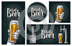 Set horizontal, vertical posters and coaster for craft beer