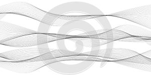 Set of horizontal waves, undulate grey lines on white background, vector file photo