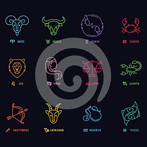 Set of horoscope icons. Vector illustration decorative design