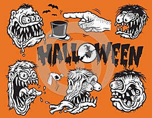 Halloween set vector illustration poster template