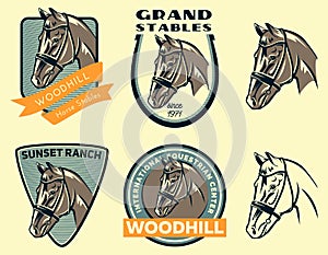 Set of horse head logo.
