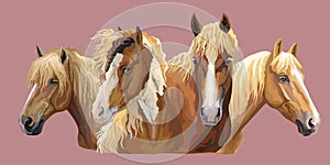 Set of horses breeds 6