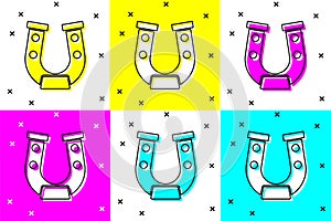 Set Horseshoe icon isolated on color background. Vector