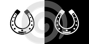 Set of a horseshoe icon. Vector Illustration. Black and white sign isolated on background. Great for festive decoration