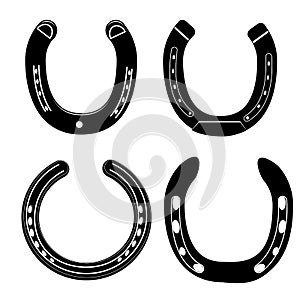 Set of horseshoes isloted. Vector. Lucky symbol