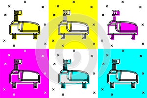 Set Hospital bed icon isolated on color background. Vector