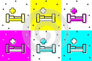 Set Hospital bed icon isolated on color background. Vector