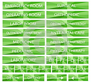 Set of Hospital Sign and Medical Abbreviations