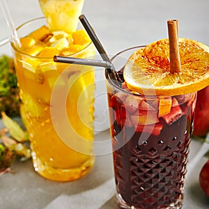 Set of hot autumn cocktails