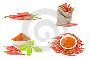 Set of hot red pepper on a white background cutout