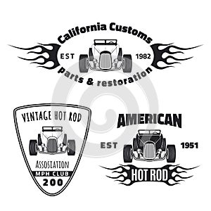 Set of hot rod emblems