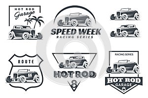 Set of Hot Rod logo, emblems and icons.