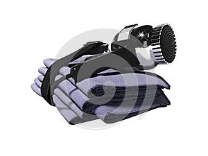 Set in hotel for drying hair dryer towels 3d render on white background no shadow