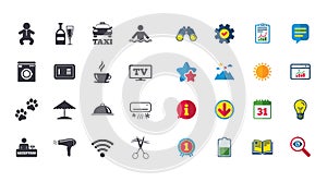 Set of Hotel services and Apartment icons.