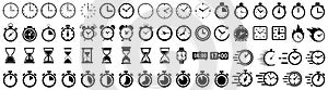 Set hourglass icons, sandglass timer, clock flat icon, time management concept, fast stopwatch line icon, urgent work