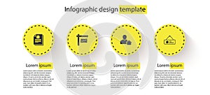 Set House contract, Hanging sign with Sold, Realtor and For Sale. Business infographic template. Vector