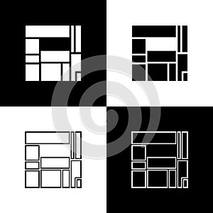 Set House Edificio Mirador icon isolated on black and white background. Mirador social housing by MVRDV architects in photo