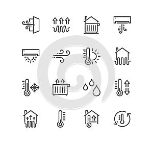 Set of house heating related icons.