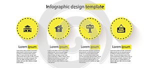 Set House, Location with house, Hanging sign text Sold and For Rent. Business infographic template. Vector