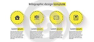 Set House with percant, Hanging sign Sold, plan and contract. Business infographic template. Vector