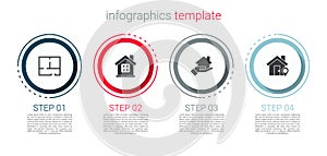 Set House plan, , Realtor and Location with house. Business infographic template. Vector