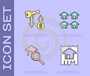 Set House, Rent key, Search house and Real estate icon. Vector