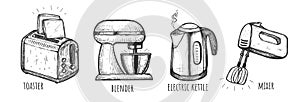 Set of household appliances flat icons