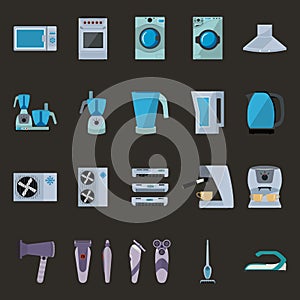 Set of household appliances flat icons