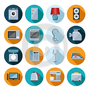 Set of household appliances flat icons