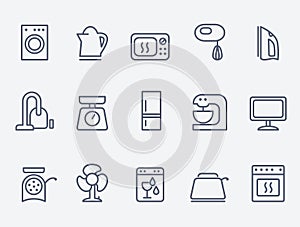 Set of household appliances icons