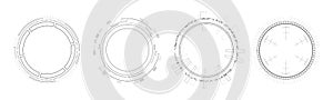 Set of HUD circle infographic elements. Sci-fi round head-up display for futuristic user interface HUD, UI, GUI. Tech