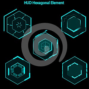 Set of hud hexagon elements,Futuristic Sci Fi Modern User Interface Set.hud hexagon elements,head up display,hud elements photo