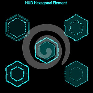 Set of hud hexagon elements,Futuristic Sci Fi Modern User Interface Set.hud hexagon elements,head up display,hud elements photo