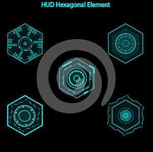 Set of hud hexagon elements,Futuristic Sci Fi Modern User Interface Set.hud hexagon elements,head up display,hud elements photo