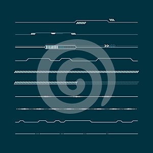 Set of hud lines infographic elements. Head-up display elements for the web and app. Futuristic user interface. Vector illustratio photo