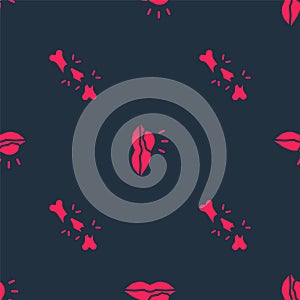 Set Human broken bone and Herpes lip on seamless pattern. Vector