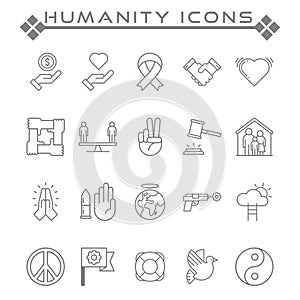 Set of Humanity Related Vector Line Icons.