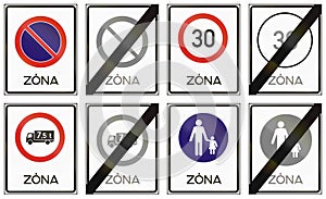 Set of Hungarian regulatory road signs