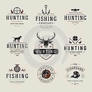 Set of Hunting and Fishing Labels, Badges, Logos