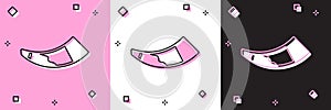 Set Hunting horn icon isolated on pink and white, black background. Vector