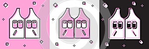 Set Hunting jacket icon isolated on pink and white, black background. Hunting vest. Vector