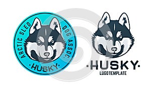 Set of husky dog logo and emblem.