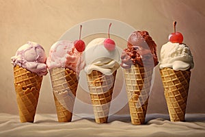 A set of ice cream .