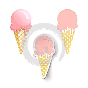 Set of ice cream in different styles