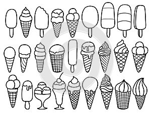 Set of ice cream doodle