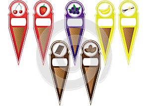 Set of ice cream flavor sign