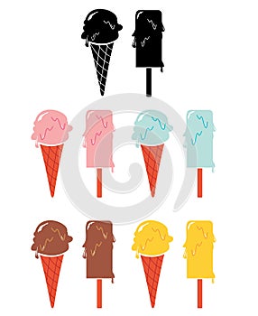 Set of ice cream icons, vector illustration