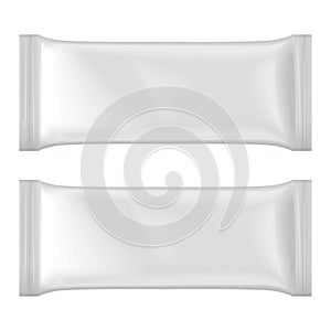 Set Of Ice Cream Package Mock-up, White Blank Plastic Pouch Snack Pack