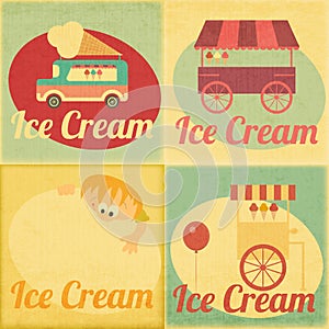 Set of Ice Cream Retro Labels